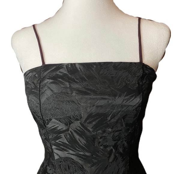 Vintage Women’s Black Floral Spaghetti Strap Acetate Sheath Midi Dress, Size 6 - Picture 3 of 9